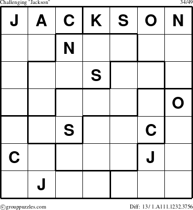 The grouppuzzles.com Challenging Jackson puzzle for 