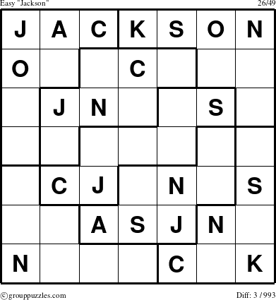 The grouppuzzles.com Easy Jackson puzzle for 