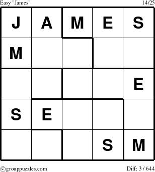 The grouppuzzles.com Easy James puzzle for 