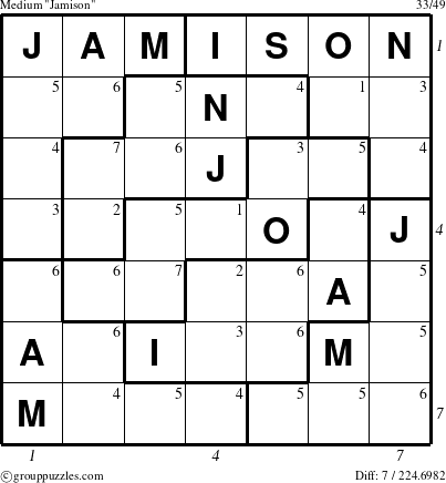 The grouppuzzles.com Medium Jamison puzzle for  with all 7 steps marked