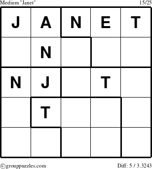 The grouppuzzles.com Medium Janet puzzle for 