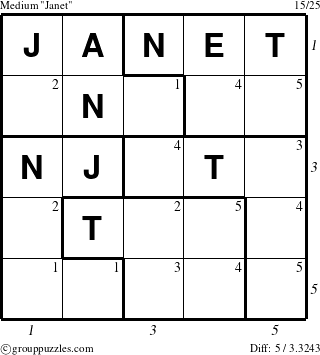 The grouppuzzles.com Medium Janet puzzle for  with all 5 steps marked