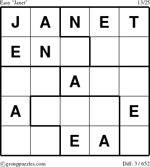 The grouppuzzles.com Easy Janet puzzle for 