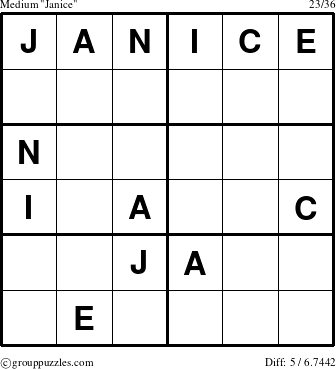 The grouppuzzles.com Medium Janice puzzle for 