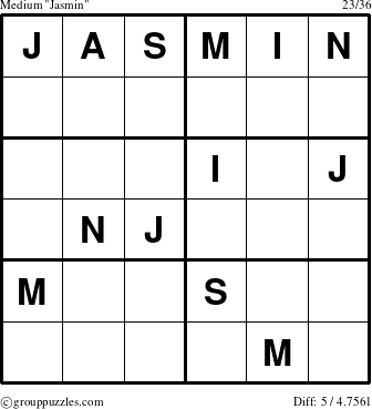 The grouppuzzles.com Medium Jasmin puzzle for 