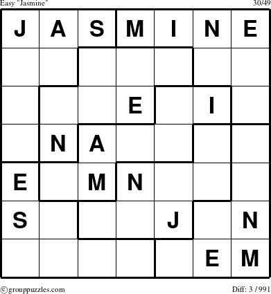 The grouppuzzles.com Easy Jasmine puzzle for 