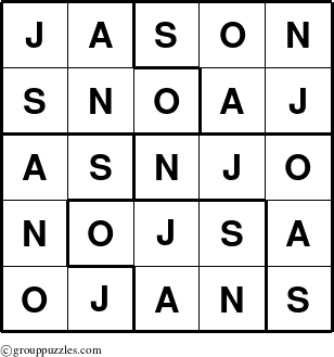 The grouppuzzles.com Answer grid for the Jason puzzle for 