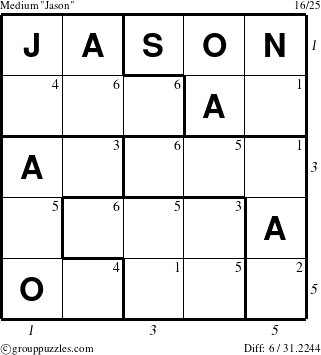 The grouppuzzles.com Medium Jason puzzle for  with all 6 steps marked