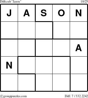 The grouppuzzles.com Difficult Jason puzzle for 