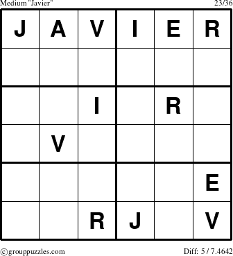 The grouppuzzles.com Medium Javier puzzle for 