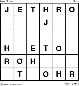 The grouppuzzles.com Easy Jethro puzzle for 