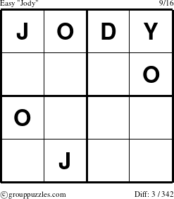 The grouppuzzles.com Easy Jody puzzle for 