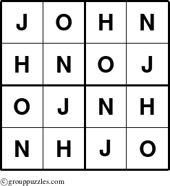 The grouppuzzles.com Answer grid for the John puzzle for 