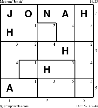 The grouppuzzles.com Medium Jonah puzzle for  with all 5 steps marked