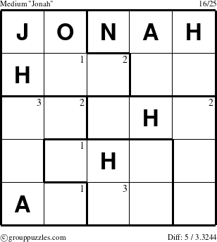 The grouppuzzles.com Medium Jonah puzzle for  with the first 3 steps marked