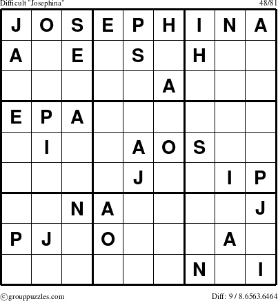 The grouppuzzles.com Difficult Josephina puzzle for 