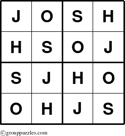 The grouppuzzles.com Answer grid for the Josh puzzle for 