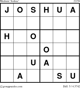 The grouppuzzles.com Medium Joshua puzzle for 