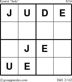 The grouppuzzles.com Easiest Jude puzzle for 