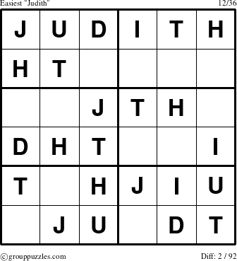 The grouppuzzles.com Easiest Judith puzzle for 