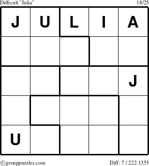 The grouppuzzles.com Difficult Julia puzzle for 