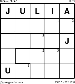 The grouppuzzles.com Difficult Julia puzzle for  with the first 3 steps marked