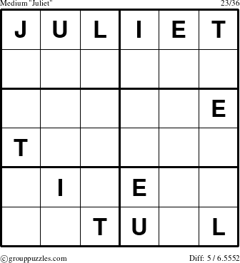 The grouppuzzles.com Medium Juliet puzzle for 