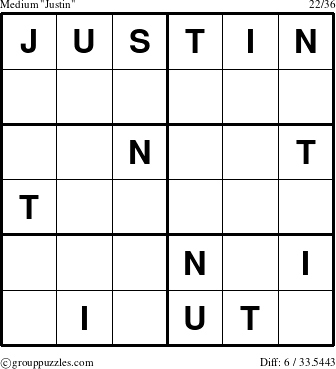 The grouppuzzles.com Medium Justin puzzle for 