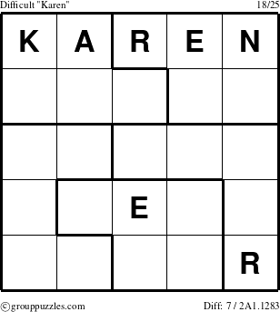 The grouppuzzles.com Difficult Karen puzzle for 