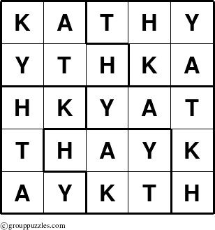 The grouppuzzles.com Answer grid for the Kathy puzzle for 