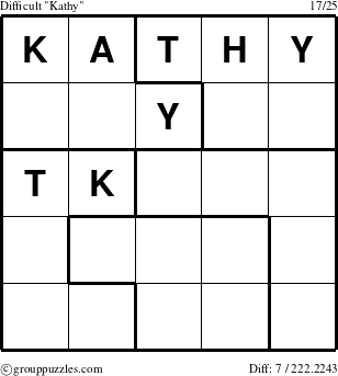 The grouppuzzles.com Difficult Kathy puzzle for 