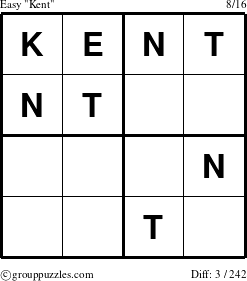 The grouppuzzles.com Easy Kent puzzle for 