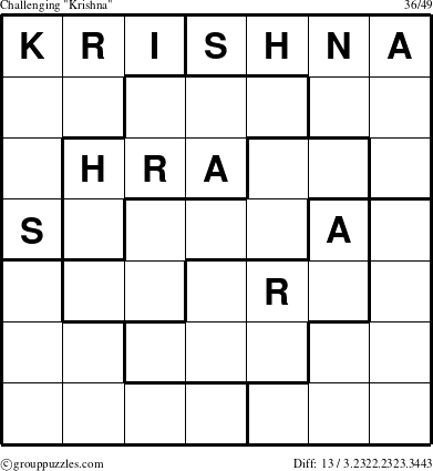 The grouppuzzles.com Challenging Krishna puzzle for 