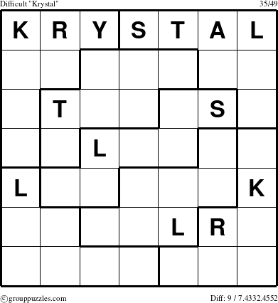 The grouppuzzles.com Difficult Krystal puzzle for 