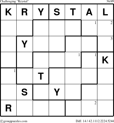 The grouppuzzles.com Challenging Krystal puzzle for  with the first 3 steps marked