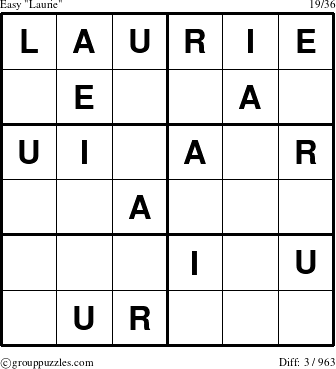 The grouppuzzles.com Easy Laurie puzzle for 