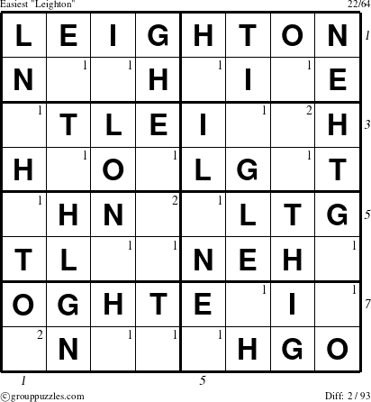 The grouppuzzles.com Easiest Leighton puzzle for  with all 2 steps marked