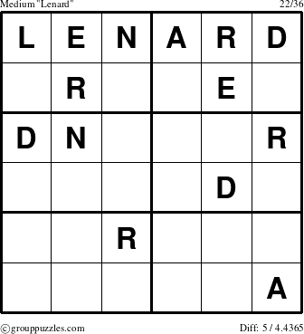 The grouppuzzles.com Medium Lenard puzzle for 