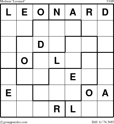 The grouppuzzles.com Medium Leonard puzzle for 