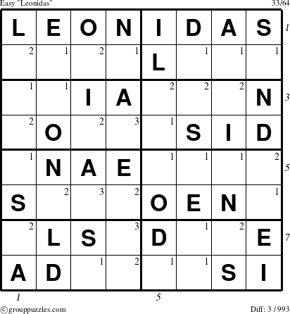 The grouppuzzles.com Easy Leonidas puzzle for  with all 3 steps marked