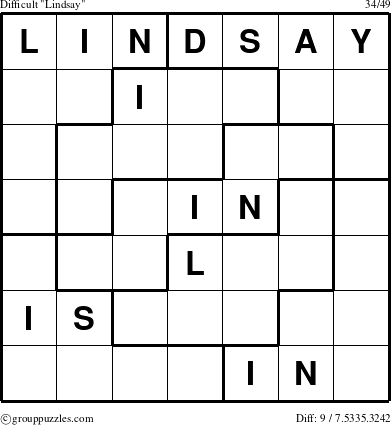 The grouppuzzles.com Difficult Lindsay puzzle for 