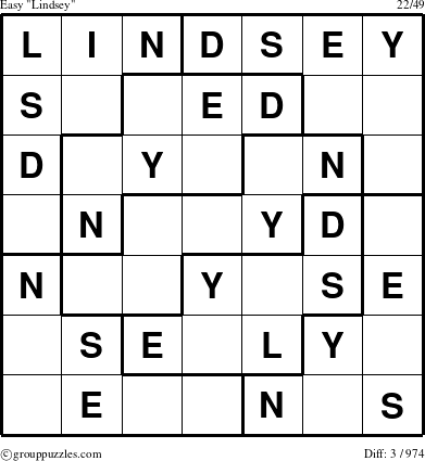 The grouppuzzles.com Easy Lindsey puzzle for 