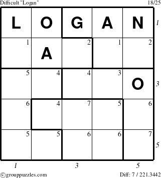 The grouppuzzles.com Difficult Logan puzzle for , suitable for printing, with all 7 steps marked