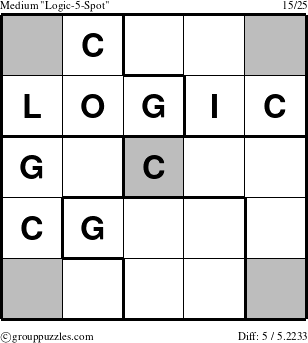 The grouppuzzles.com Medium Logic-5-Spot-r1 puzzle for 