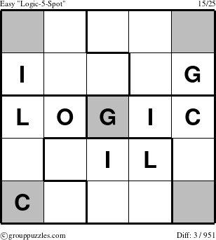 The grouppuzzles.com Easy Logic-5-Spot-r2 puzzle for 