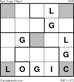 The grouppuzzles.com Easy Logic-5-Spot-r4 puzzle for 