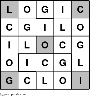 The grouppuzzles.com Answer grid for the Logic-5-Spot puzzle for 