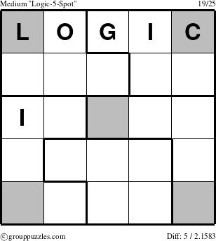 The grouppuzzles.com Medium Logic-5-Spot puzzle for 