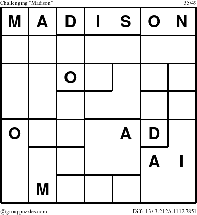 The grouppuzzles.com Challenging Madison puzzle for 