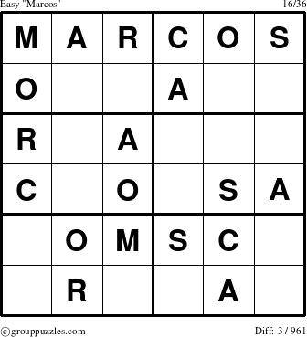 The grouppuzzles.com Easy Marcos puzzle for 